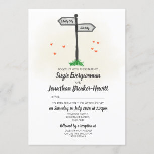 Invitation Mariage de ville natale de poteaux indicateurs