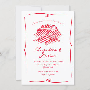 Invitation Mariage de vin rouge à main fanée