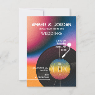 Invitation Mariage de vinyle coloré rétro