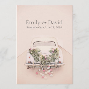 Invitation Mariage de voiture Getaway Romantic Blush Pink Inv