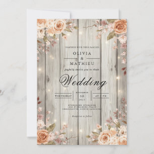 Invitation Mariage de voyants de chaîne de fleurs rustiques
