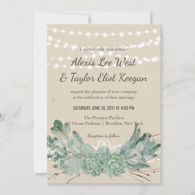 Invitation Mariage de voyants de chaîne Love-Succulent (Devant)