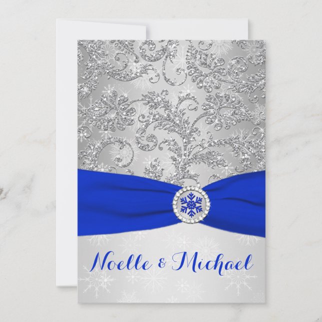 Invitation Mariage de Winter Wonderland| Crystal Buckle| Bleu (Devant)