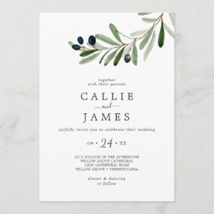Invitation Mariage Décontracté de la Branche d'olive moderne