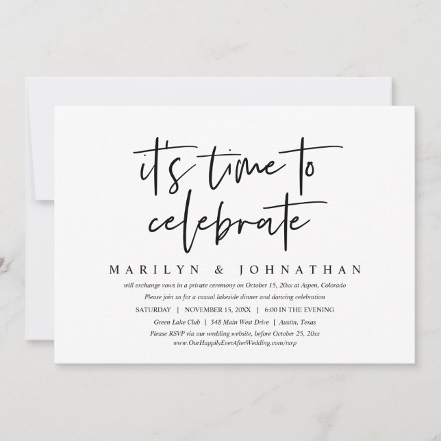 Invitation Mariage décontracté en petit comité, il est temps  (Devant)