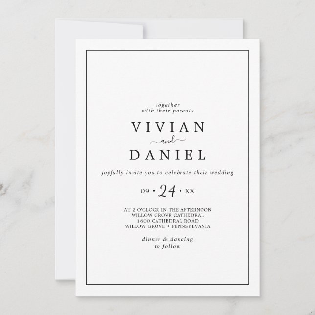 Invitation Mariage Décontracté minimaliste (Devant)