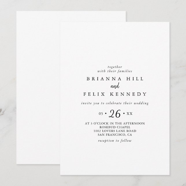 Invitation Mariage Décontracté moderne (Devant / Derrière)