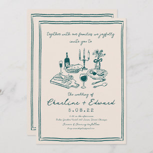 Invitation Mariage d'écriture manuscrite de dessin amusant de