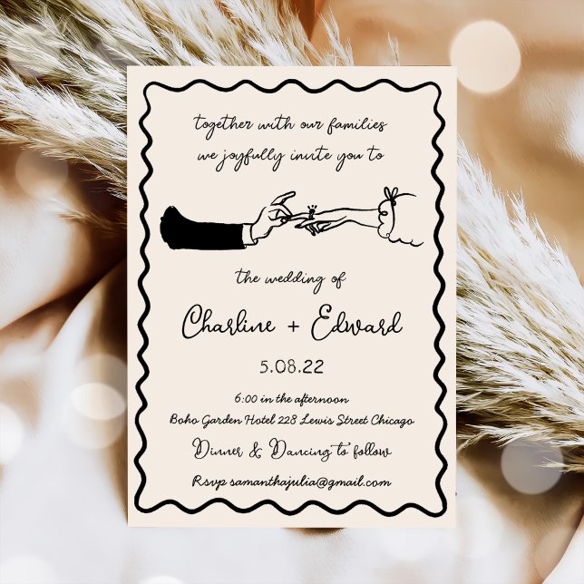 Invitation Mariage d'écriture manuscrite de dessin amusant ti (Créateur téléchargé)