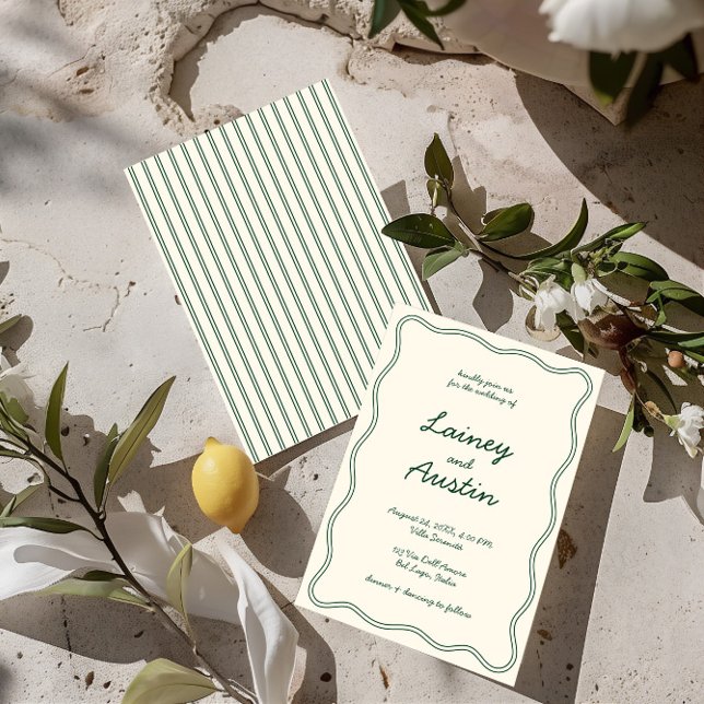Invitation Mariage d'écriture manuscrite verte Vintage (Hand Draw Vintage Green Handwritting Wedding Invitation)