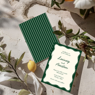 Invitation Mariage d'écriture manuscrite verte Vintage