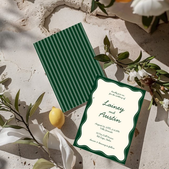 Invitation Mariage d'écriture manuscrite verte Vintage (Hand Draw Vintage Green Handwritting Wedding Invitation)