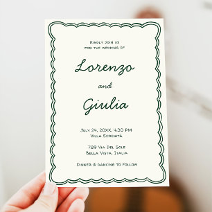Invitation Mariage d'écriture manuscrite verte Vintage
