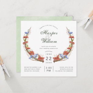 Invitation Mariage d'écusson des fleurs sauvages de prairie