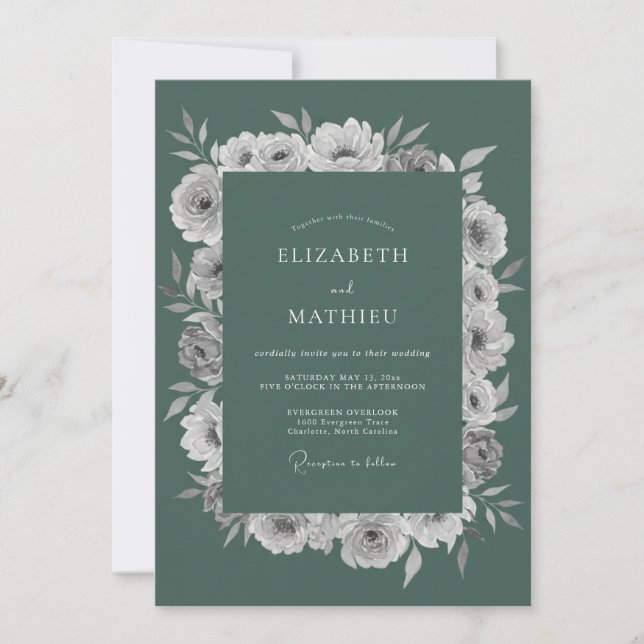 Invitation Mariage Deep Pine Rose (Devant)