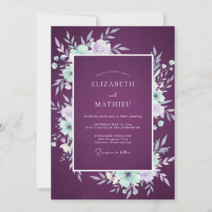 Invitation Mariage Deep Purple Paeony