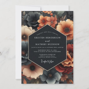 Invitation Mariage Deep Teal Moody Bloom