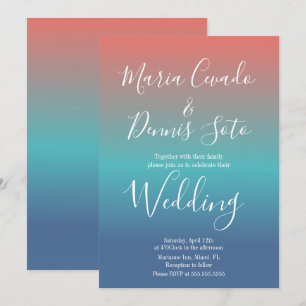 Invitation Mariage Dégradé Coucher de Soleil Script Gras
