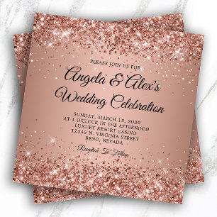 Invitation Mariage dégradé or rose scintillant