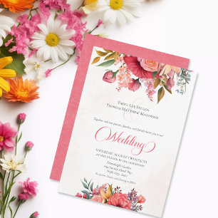 Invitation Mariage d'élégance florale rose verdoyant