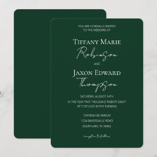 Invitation Mariage d'élégance minimaliste vert et blanc