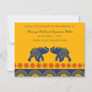 Invitation Mariage d'éléphants à thème indiens Enregistrer la