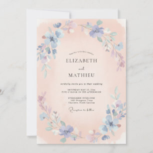 Invitation Mariage Délicat de Printemps au Bleu Myosotis