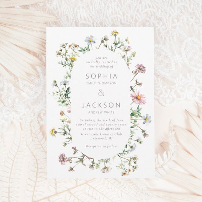 Invitation Mariage Delicate du Fleur sauvage de prairie (Créateur téléchargé)