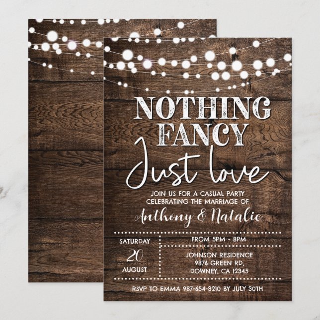Invitation Mariage d'Elopement Rustique (Devant / Derrière)