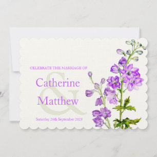 Invitation Mariage Delphinium violet d'aquarelle