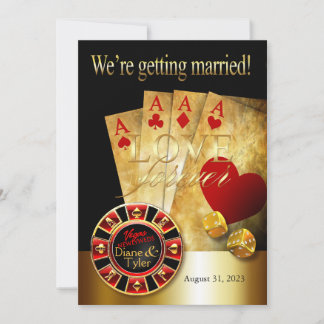 Invitation Mariage Deluxe à Las Vegas | rouge or noir