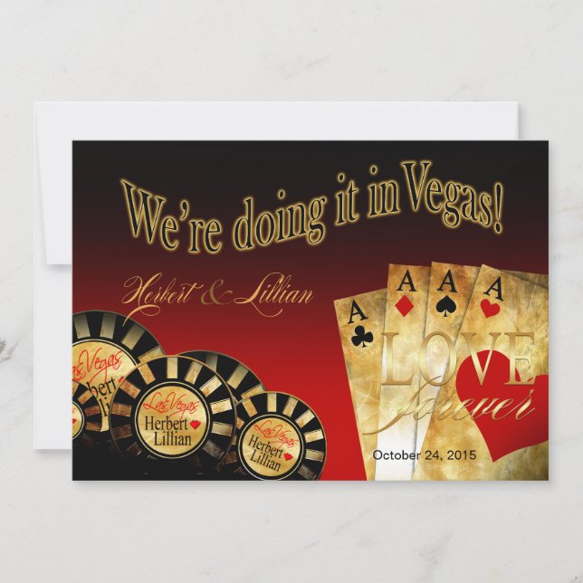 Invitation Mariage Deluxe Las Vegas | rouge noir or (Devant)