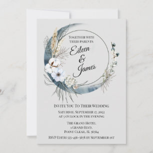 Invitation Mariage demi-lune Boho bleu