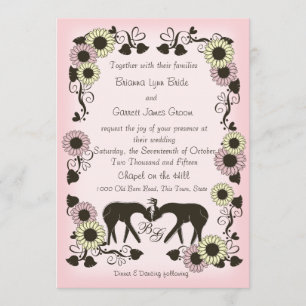 Invitation Mariage d'enchantement rose doux pour cerfs de boi