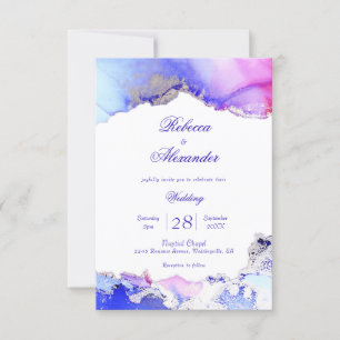 Invitation Mariage d'encre Amethyst Abstrait