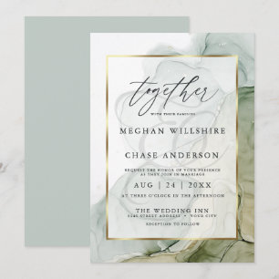 Invitation Mariage d'encre d'alcool moderne dégradé Sage vert