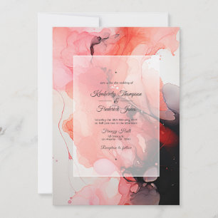 Invitation Mariage d'encre noir, blanc et rouge