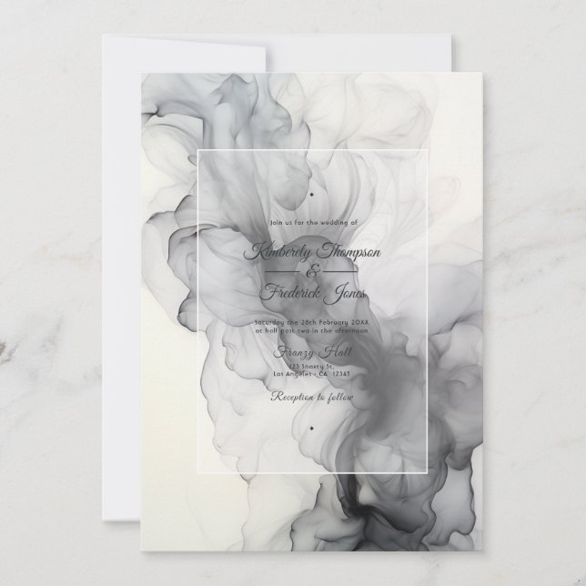 Invitation Mariage d'encre noir et blanc (Devant)
