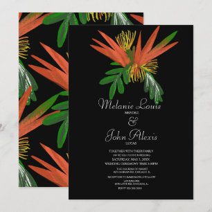 Invitation Mariage d'encre tropique Oiseau de Paradis