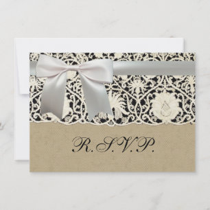 Invitation Mariage Dentelle Antique Lin Blanc Classique Joli