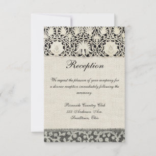 Invitation Mariage Dentelle Antique Lin Blanc Classique Joli