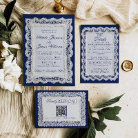 Mariage dentelle royale bleue vieux argent nappero