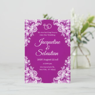 Invitation Mariage Dentelle Violette