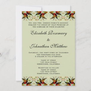 Invitation Mariage d'époque, colibris et fleurs