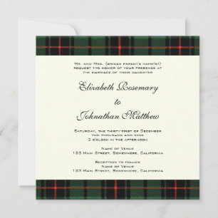 Invitation Mariage d'époque, Motif moderne Tartan Davidson
