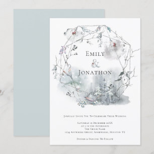 Invitation Mariage des baies d'aquarelle du feuillage d'hiver