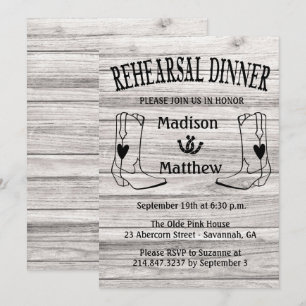 Invitation Mariage des Boots de Cowboy pour le dîner de la ré