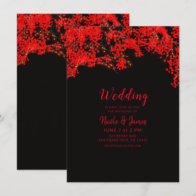 Invitation Mariage des branches de l'arbre de Berry Black & R (Devant / Derrière)