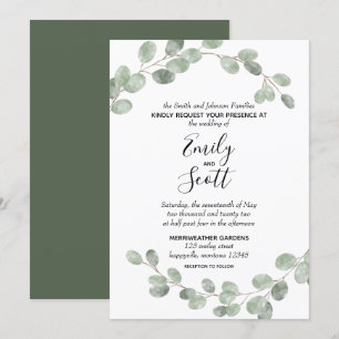 Invitation Mariage des branches d'Eucalyptus blanc