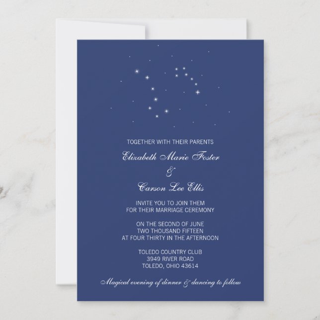 Invitation Mariage des constellations du ciel nocturne (Devant)